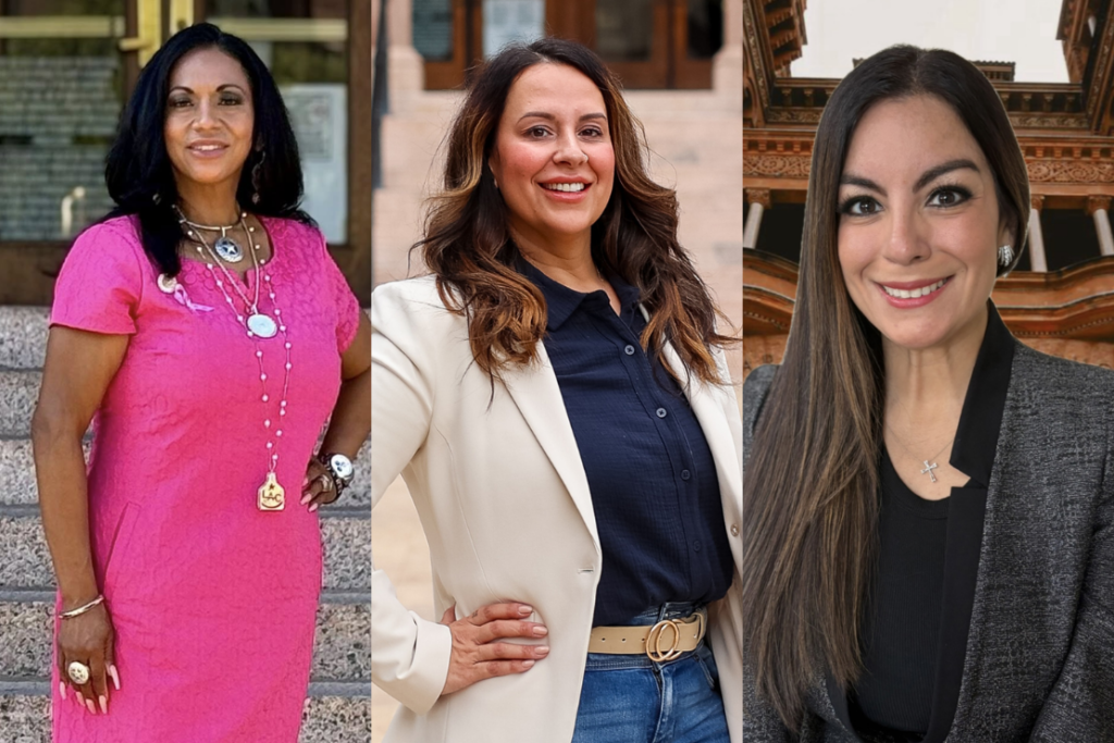 This image has an empty alt attribute; its file name is untitled-4-1-1024x683.png
(L-R) Lucy Adame-Clark, Mari Sanchez Belew, Cynthia Castro. Facebook