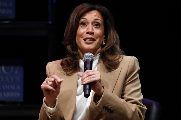Former Vice President Kamala Harris speaks at the Wiltern Theatre on Sept. 29, 2025 in Los Angeles, California. | Mario Tama/Getty Images