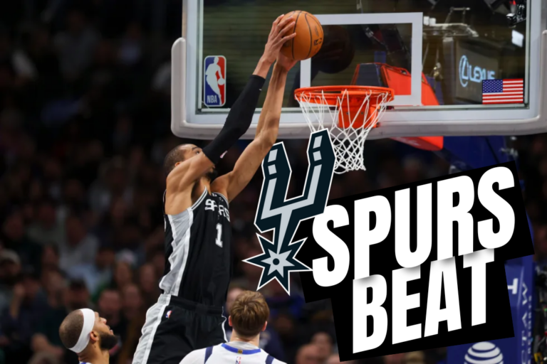 San Antonio Spurs forward Victor Wembanyama (1) dunks in the first half of an NBA basketball game against the Dallas Mavericks Thursday, Feb. 5, 2026, in Dallas. (AP Photo/Gareth Patterson)