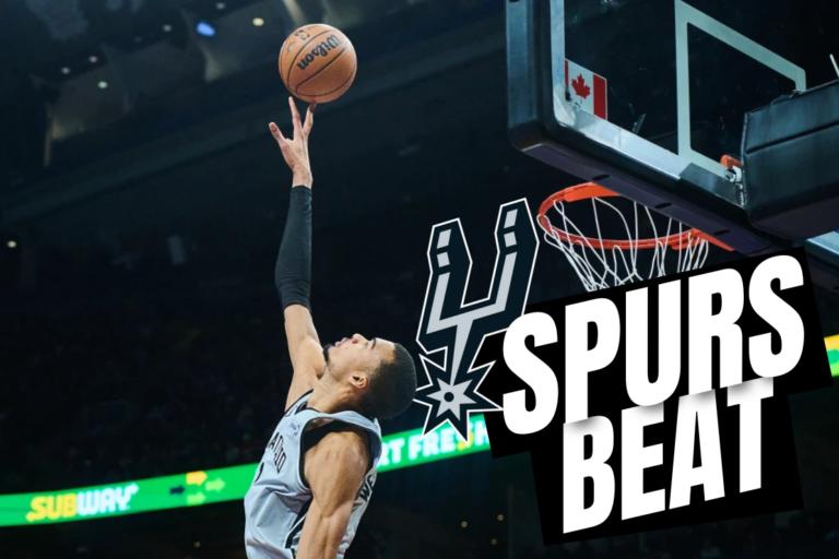 San Antonio Spurs Victor Wembanyama (1) jumps to block a shot during the first half of an NBA basketball game, against the Toronto Raptors, in Toronto, Wednesday, Feb. 25, 2026. (Sammy Kogan/The Canadian Press via AP)