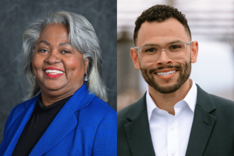 (L-R) Incumbent Barbara Gervin-Hawkins and challenger Jordan Brown.