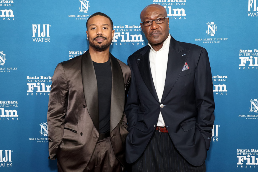 (L-R) Michael B. Jordan and Delroy Lindo with FIJI Water at the 41st Annual Santa Barbara International Film Festival: Outstanding Performer Award honoring Michael B. Jordan at The Arlington Theatre on February 12, 2026 in Santa Barbara, California. (Photo by Phillip Faraone/Getty Images for FIJI Water)
