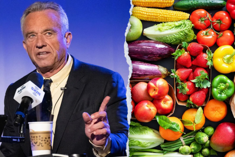 RFK Jr (left) and various fruits and vegetables (right) (Getty/iStock)
