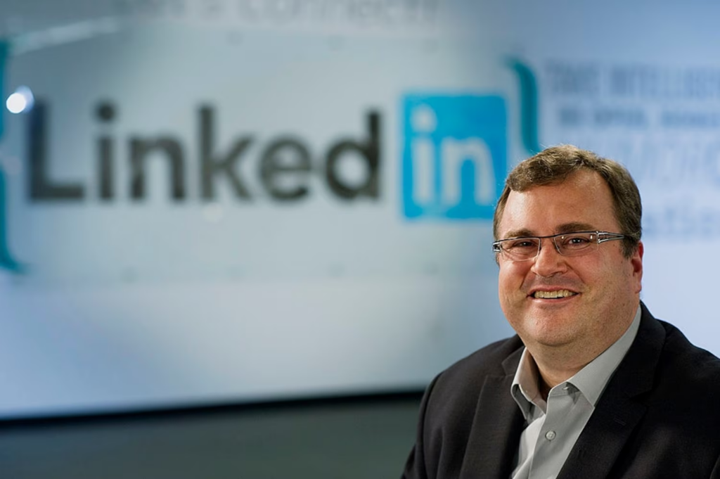 Reid Hoffman, chairman and co-founder of LinkedIn Corp., sits for a photograph after a Bloomberg Television interview in Sunnyvale, California, U.S., on Thursday, June 12, 2014.