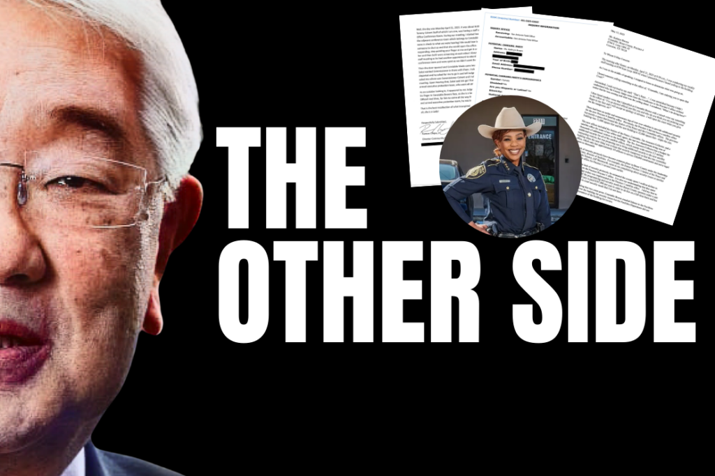 Documented EEOC complaint describes an alleged confrontation between Precinct 4 Constable Kathryn M. Brown and Bexar County Judge Peter Sakai inside a county office.