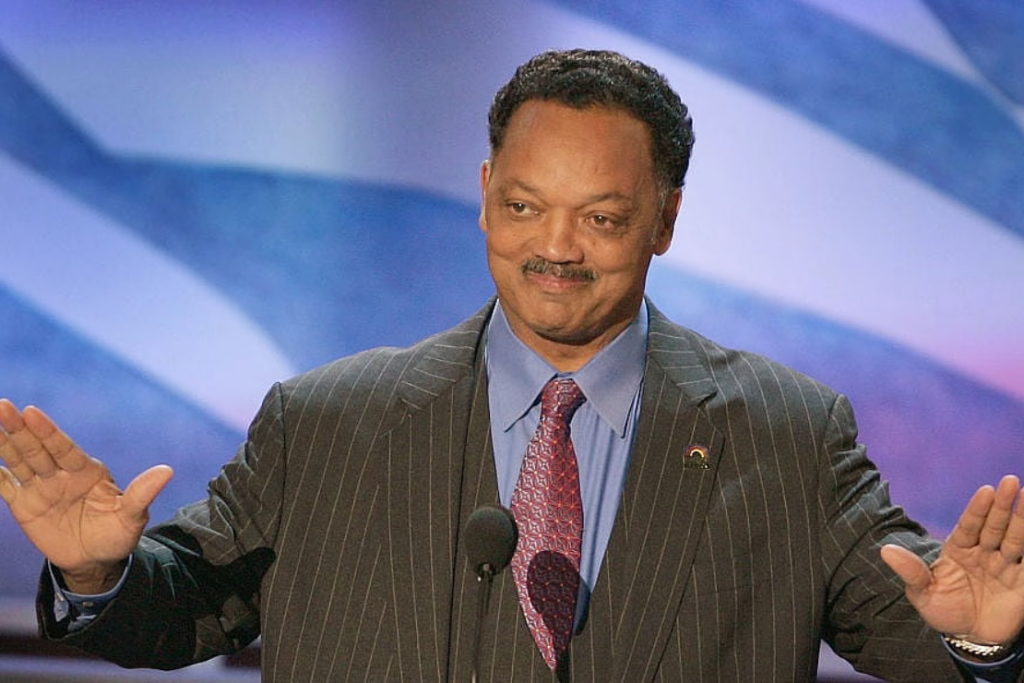 The reverend Jesse Jackson addresses delegates during the Democratic National Convention July 28, 2004 at the FleetCenter in Boston, Massachusetts. (Photo by Mark Wilson/Getty Images)