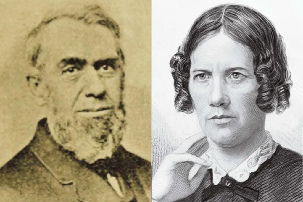 From left to right: Marius Robinson, one of a few male leaders at the 1851 Women’s Rights Convention, published his own transcript of Truth’s speech and Frances Gage, whose version of Truth’s speech, published 12 years later, repeated the phrase “Ar’n’t I a woman?” Alamy; LOC; Getty Images