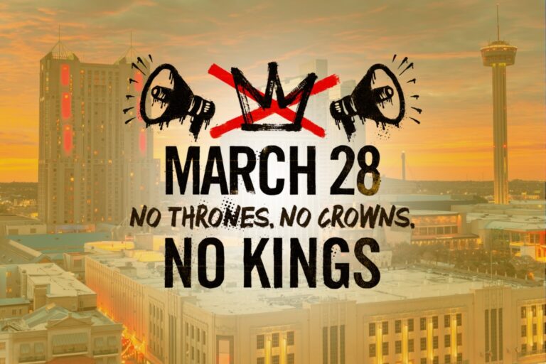 Protesters will gather across the San Antonio region for “No Kings” rallies on March 28.