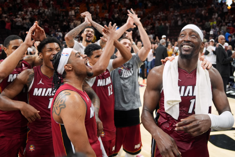 Miami Heat center Bam Adebayo reacts after scoring during the second half of an NBA basketball game against the Washington Wizards, Tuesday, March 10, 2026, in Miami. Adebayo finished with 83 points, the second highest scoring game in NBA history. (AP Photo)