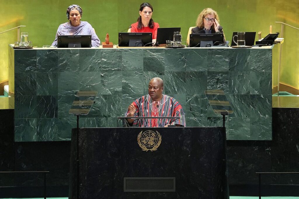 President of Ghana John Dramani Mahama speaks during the United Nations General Assembly (UNGA) at the United Nations headquarters on September 25, 2025 in New York City. World leaders convened for the 80th Session of UNGA, with this year’s theme for the annual global meeting being “Better together: 80 years and more for peace, development and human rights.” (Photo by Michael M. Santiago/Getty Images)