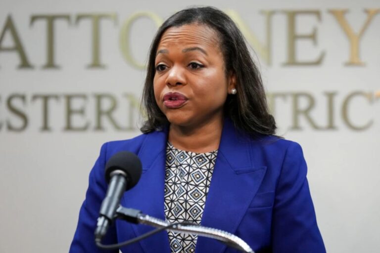 Assistant Attorney General Kristen Clarke of the Justice Department’s Civil Rights Division speaks during a news conference Thursday, Dec. 5, 2024, in Memphis, Tenn. (AP Photo/George Walker IV, File)