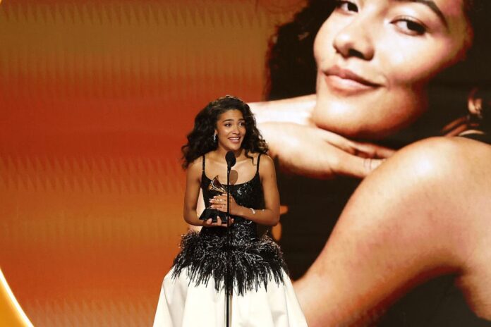Olivia Dean accepts the Best New Artist award onstage during the 68th GRAMMY Awards at Crypto.com Arena on February 01, 2026 in Los Angeles, California. (Photo by Kevin Winter/Getty Images for The Recording Academy)