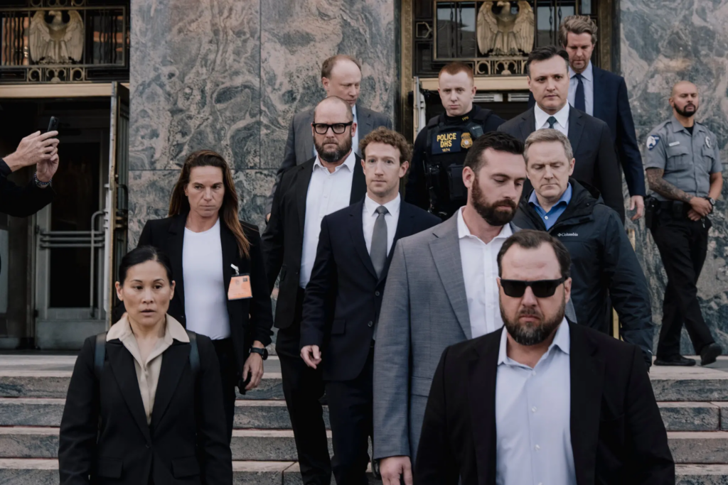 Meta’s chairman and chief executive, Mark Zuckerberg, at Los Angeles Superior Court last month. Credit. Mark Abramson for The New York Times