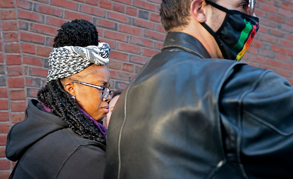 Monica Cannon-Grant leaves the John Joseph Moakley United States Courthouse after her sentencing on January 29, 2026. (Photo by Pat Greenhouse/The Boston Globe via Getty Images)
