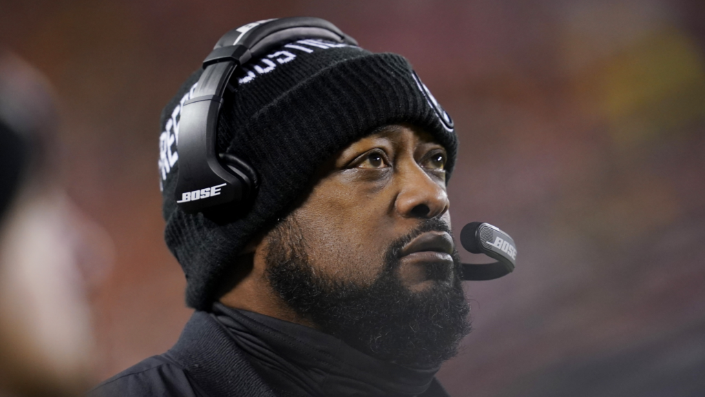 Pittsburgh Steelers head coach Mike Tomlin watches from the sideline during the first half of an NFL wild-card playoff game against the Kansas City Chiefs in January. Tomlin is currently the league's only Black head coach.

Ed Zurga/AP