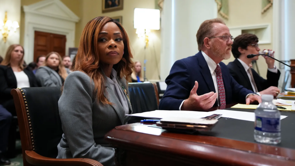 Rep. Sheila Cherfilus-McCormick attends her House Ethics Committee hearing at the U.S. Capitol complex on March 26. Photo: Andrew Harnik/Getty Images

