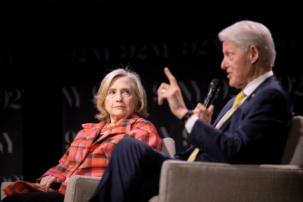 President Bill Clinton, right, with Secretary Hillary Rodham Clinton, at the 92nd Street Y, May 4, 2023, in New York. (Photo by Evan Agostini/Invision/AP, File)
