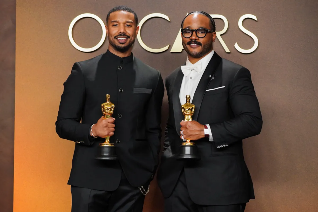 Michael B. Jordan won the Academy Award for actor in a leading role for "Sinners." Oakland director Ryan Coogler won for original screenplay. Credit: Jordan Strauss/Invision/AP
