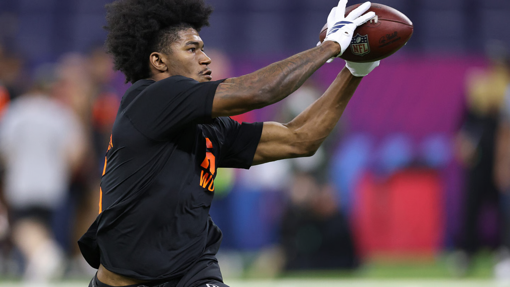 K C Concepcion of the Texas A&M Aggies participates in a drill during the 2026 NFL Scouting Combine at Lucas Oil Stadium on February 28, 2026 in Indianapolis, Indiana. (Photo by Stacy Revere/Getty Images)