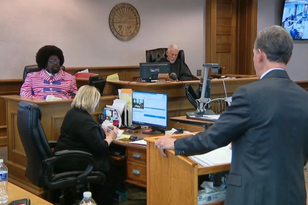  In this image taken from video, rap artist Afroman testifies in court on Tuesday, March 17, 2026, in West Union, Ohio. (WCPO via AP)
