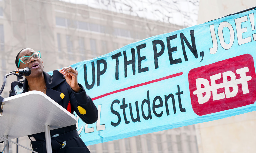 Former Ohio State Senator and current candidate Nina Turner on April 04, 2022 in Washington, DC. (Photo by Leigh Vogel/Getty Images for MoveOn & Debt Collective)