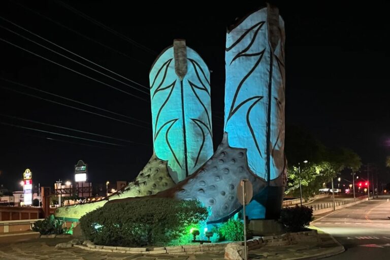 San Antonio landmarks are lighting up blue and green for Donate Life Month, Photo Courtesy South Texas Blood and Tissue
