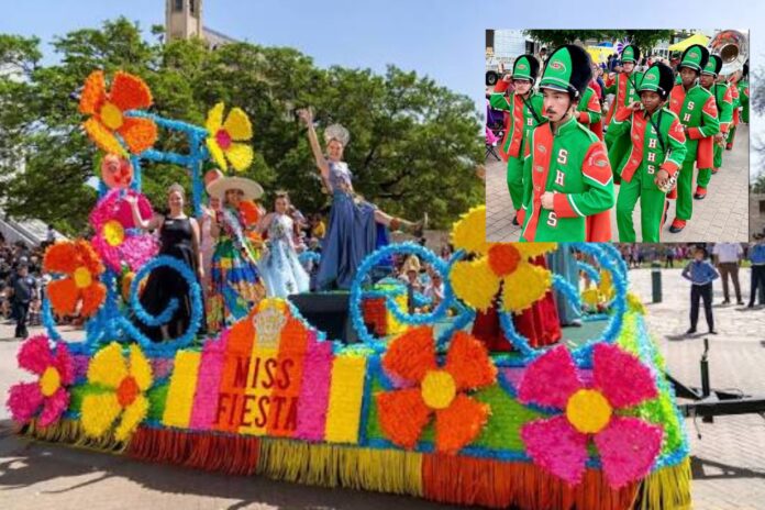 SAISD students perform during the Battle of Flowers Parade in downtown San Antonio.
