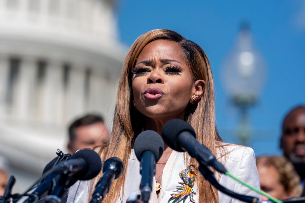 Rep. Sheila Cherfilus-McCormick, D-Fla., condemns hate speech and misinformation about Haitian immigrants, at the Capitol in Washington, Sept. 20, 2024. (AP Photo/J. Scott Applewhite, File)