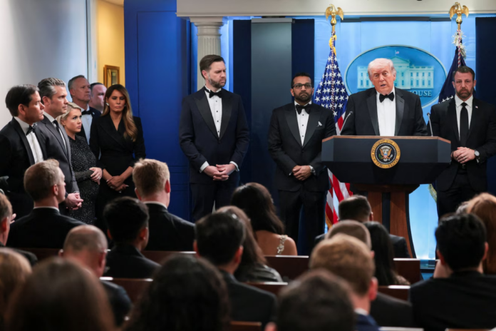 President Donald Trump speaks Saturday at the White House. (Jonathan Ernst/Reuters)