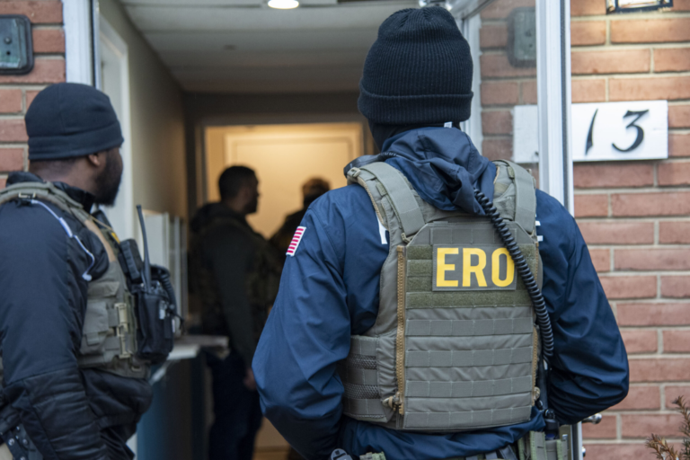 Officers with Enforcement and Removal Operations of U.S. Immigration and Customs Enforcement, with federal partners, conduct an enhanced enforcement operation in Baltimore on Jan. 31. (Photo courtesy U.S. Immigration and Customs Enforcement)