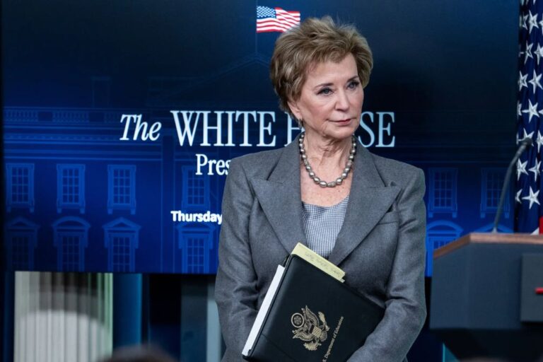 Linda McMahon, the education secretary, at a briefing at the White House last year.Credit...Haiyun Jiang/The New York Times