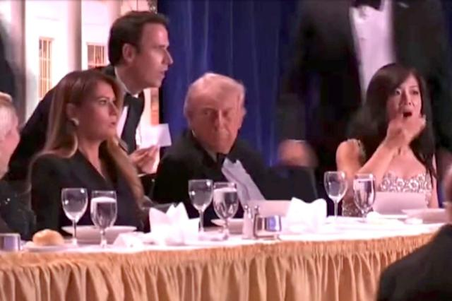First lady Melania Trump had a stunned reaction to the first report of gunshots at the White House Correspondents’ Dinner on Saturday night. Pool