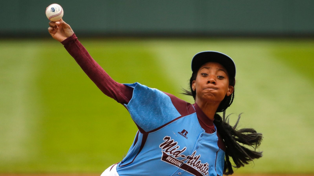 Pennsylvania's Mo'ne Davis pitches during the first inning against Tennessee during a baseball game at the Little League World Series tournament in South Williamsport, Pa., Aug. 15, 2014.
Gene J. Puskar/AP Photo