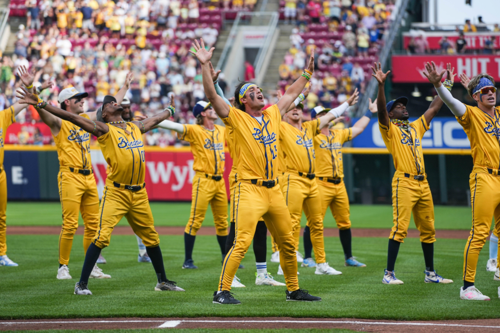 Banana Ball players. Phil Didion/USA TODAY Network
