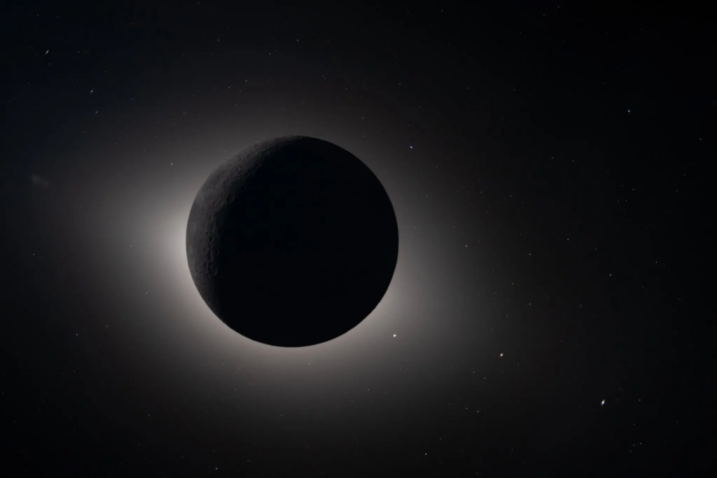 The crew members observed a solar eclipse as they emerged from the other side of the moon.Credit...NASA