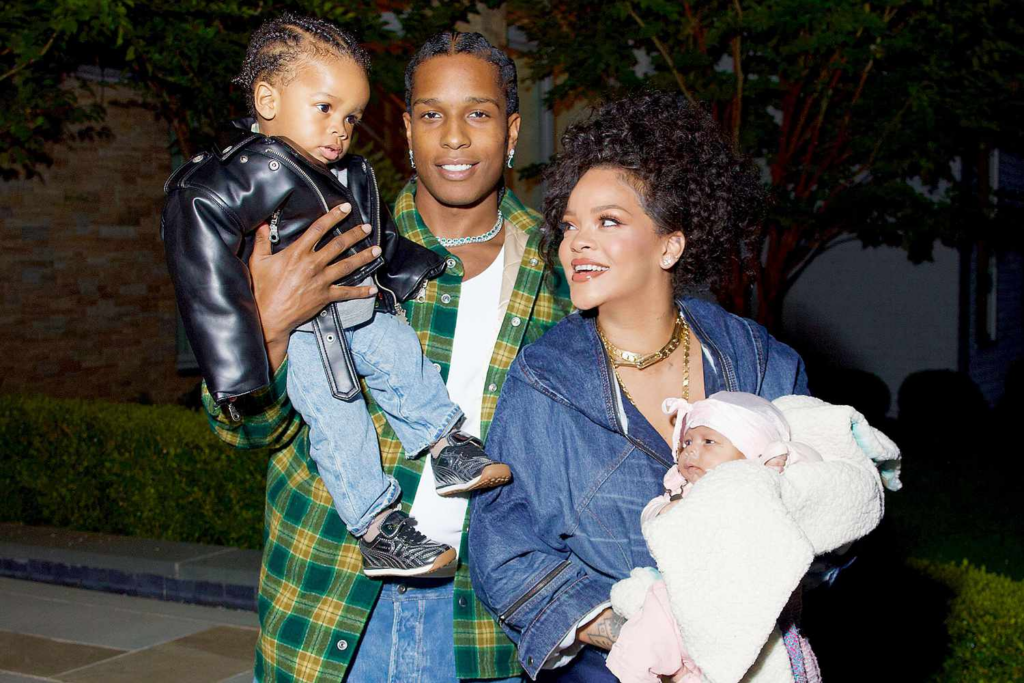 A$AP Rocky and Rihanna with their two sons, RZA and Riot. Credit: DIGGZY/REX/Shutterstock