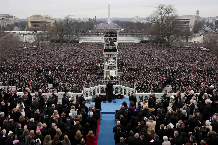 Rob Carr / Pool / Reuters
President Barack Obama gives his Inauguration Address after being sworn in at the U.S. Capitol in Washington on Jan. 21, 2013.