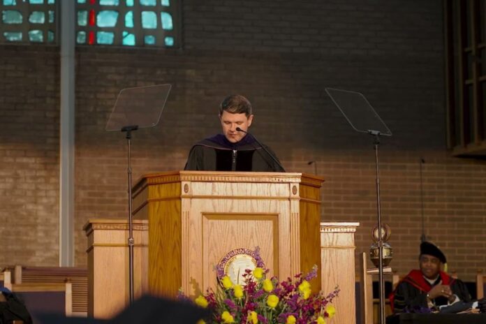 On May 2, 2026, James Talarico gave a commencement address titled 