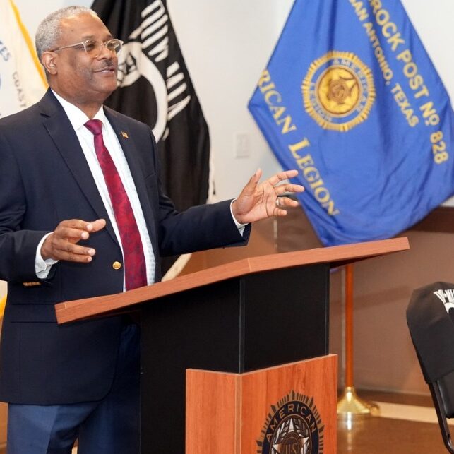 Retired U.S. Army Col. Rev. Dr. Kenneth R. Kemp, pastor of Antioch Missionary Baptist Church, served as the keynote speaker during a Memorial Day Ceremony (Photo by Legionnaire Burrell Parmer/TEXALPA)