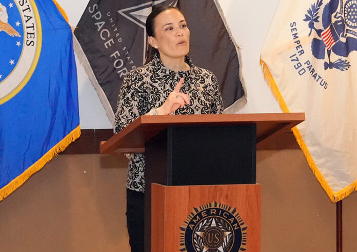 The Honorable Gina Ortiz Jones, mayor of San Antonio delivered opening remarks during a Memorial Day Ceremony held at Fred Brock American Legion Post No. 828. (Photo by Legionnaire Burrell Parmer/TEXALPA)