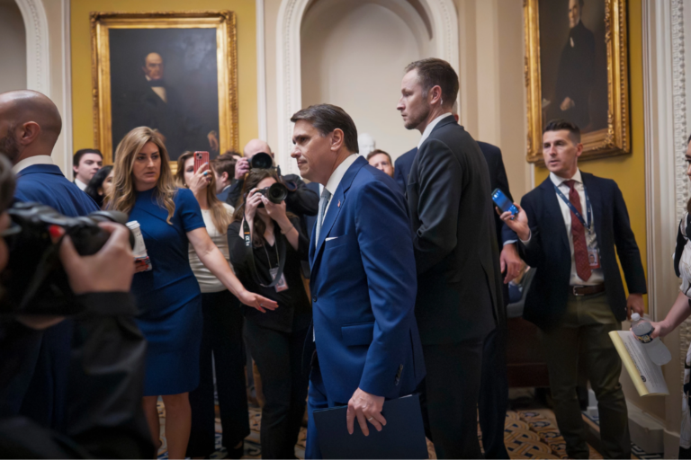 Acting Attorney General Todd Blanche arrives for a closed-door meeting with Republican senators who are expected to abandon a proposal for $1 billion in security money for the White House complex and President Donald Trump's ballroom after it has failed to win enough party support, at the Capitol in Washington, Thursday, May 21, 2026. (AP Photo/J. Scott Applewhite)