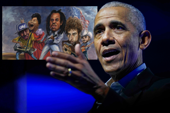 Former President Barack Obama speaks at the Obama Foundation Democracy Forum in Chicago on Dec. 5, 2024. | Erin Hooley/AP