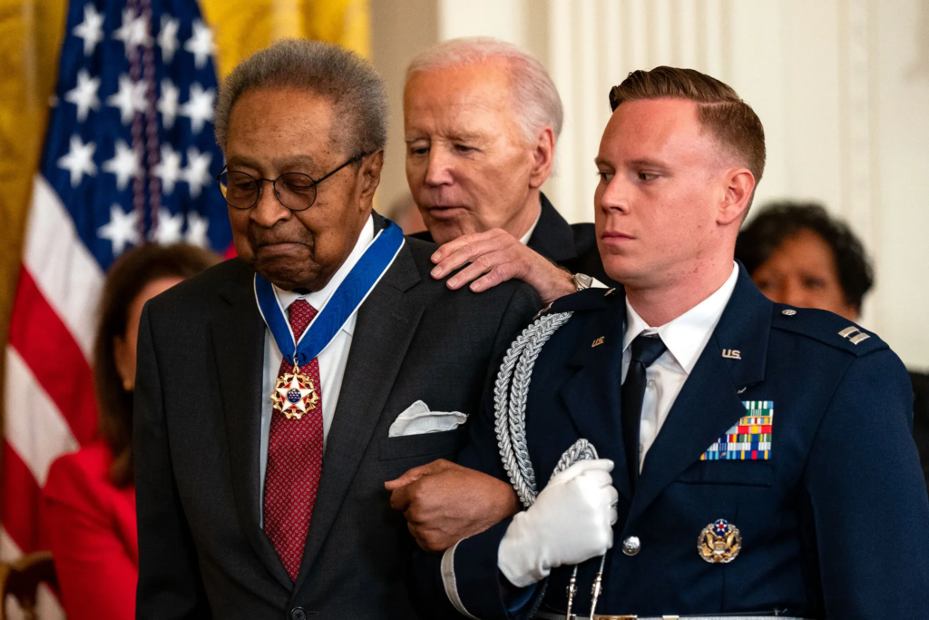 Mr. Jones was awarded the Presidential Medal of Freedom, the nation’s highest civilian honor, by President Joseph R. Biden Jr. in 2024.Credit...Kent Nishimura/Getty Images