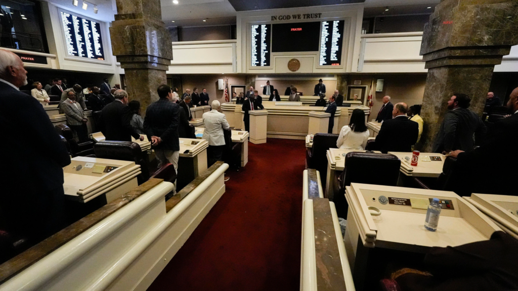The House meets during a special session of the Alabama Legislature, Monday, May 4, 2026, in Montgomery, Ala. (AP Photo/Mike Stewart)