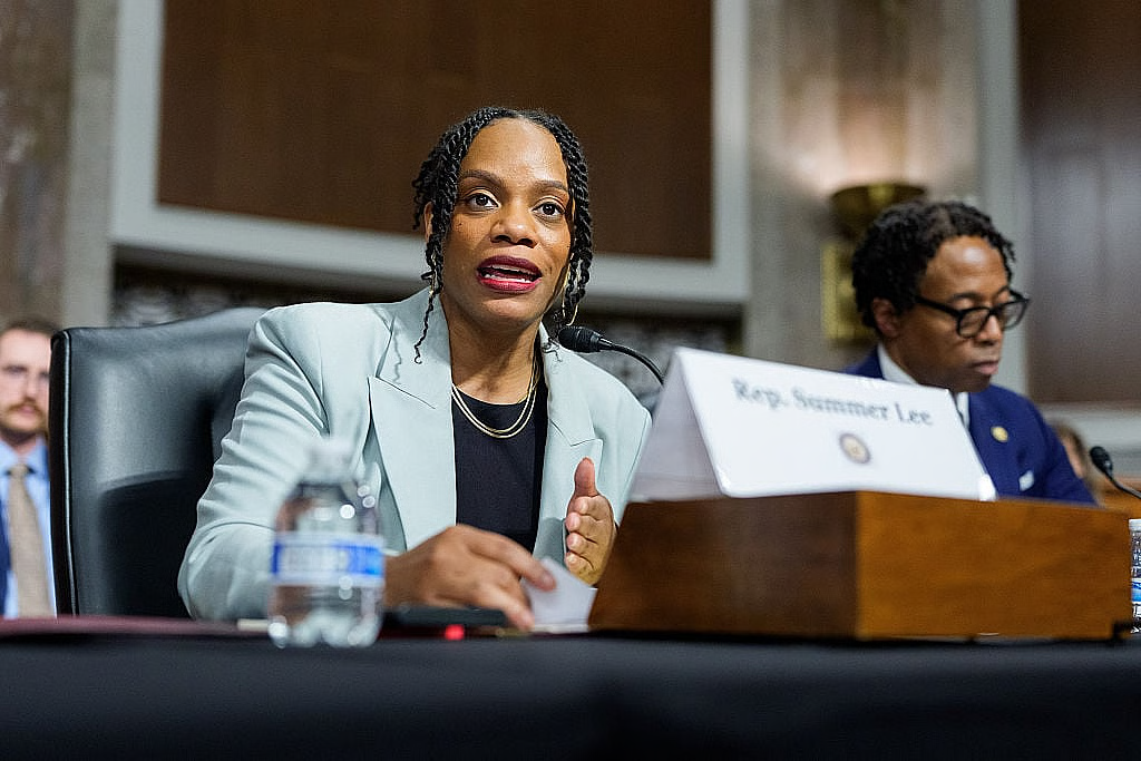 Rep. Summer Lee (D-PA) participates in a public forum on the violent use of force by Department of Homeland Security (DHS) agents, at the Dirksen Senate Office Building on Capitol Hill on February 03, 2026 in Washington, DC. (Photo by Aaron Schwartz/Getty Images)