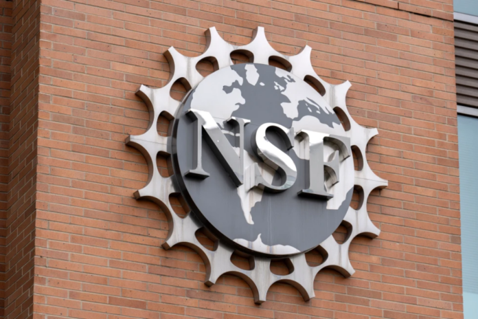 The headquarters of the National Science Foundation is photographed May 29, 2025, in Alexandria, Va. (AP Photo/Mark Schiefelbein, File)