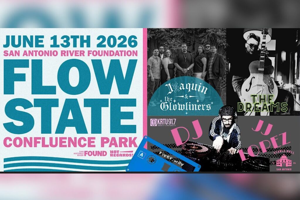 FLOW STATE will bring live soul and indie rock music to Confluence Park on June 13 as part of a free community event along the San Antonio River.