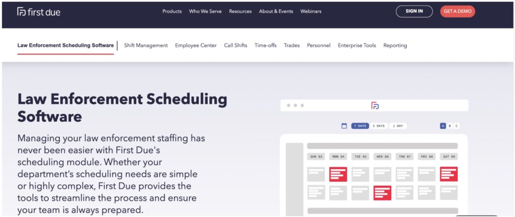 First Due Law Enforcement Scheduling Software