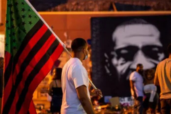 A Juneteenth celebration at the memorial to George Floyd in Minneapolis