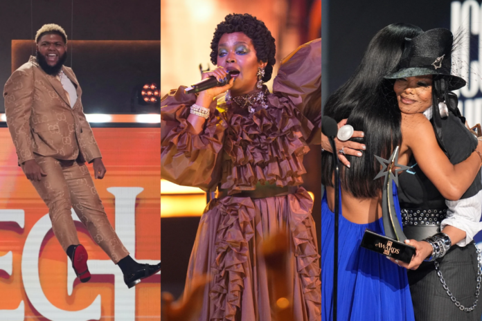 Janet Jackson, Teyana Taylor, Jamie Foxx, Common, Keke Palmer and Lizzo were among the celebrities in attendance at the BET ceremony. (June 29)